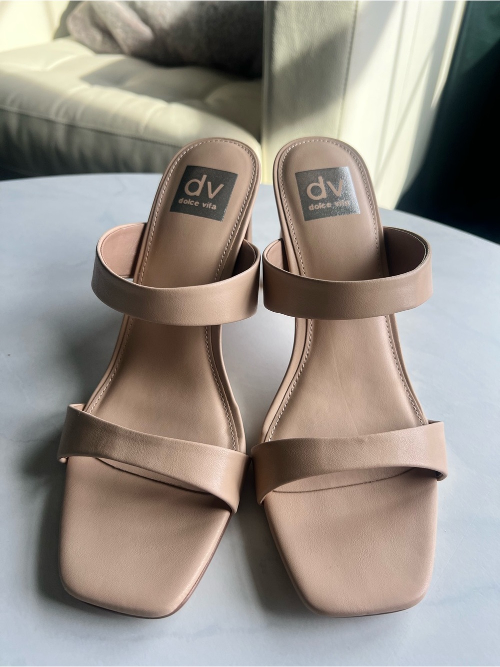 Dolce Vita Blush Nude Double-Strap Block Heel Sandals